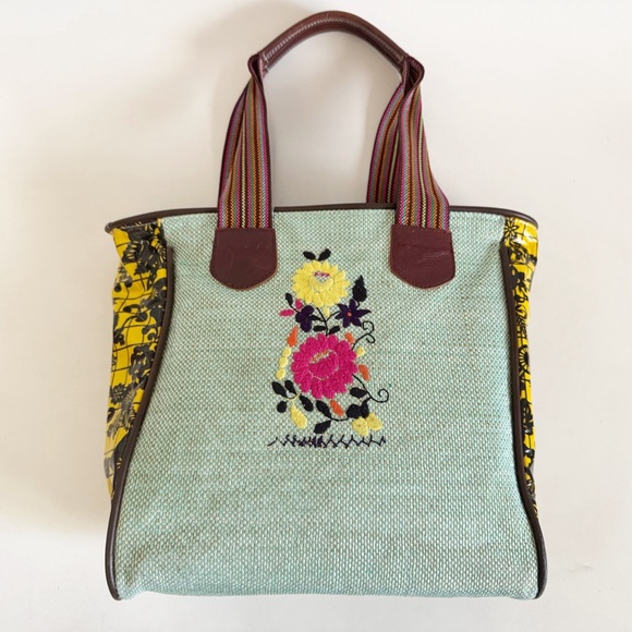 Consuela Classic Tote Bag Shopper Embroidered Floral Ethnic Boho Festive Fun - Picture 3 of 13